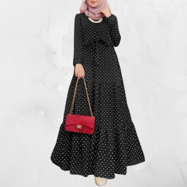 Women's Stylish Polka Dot Abaya with Belt