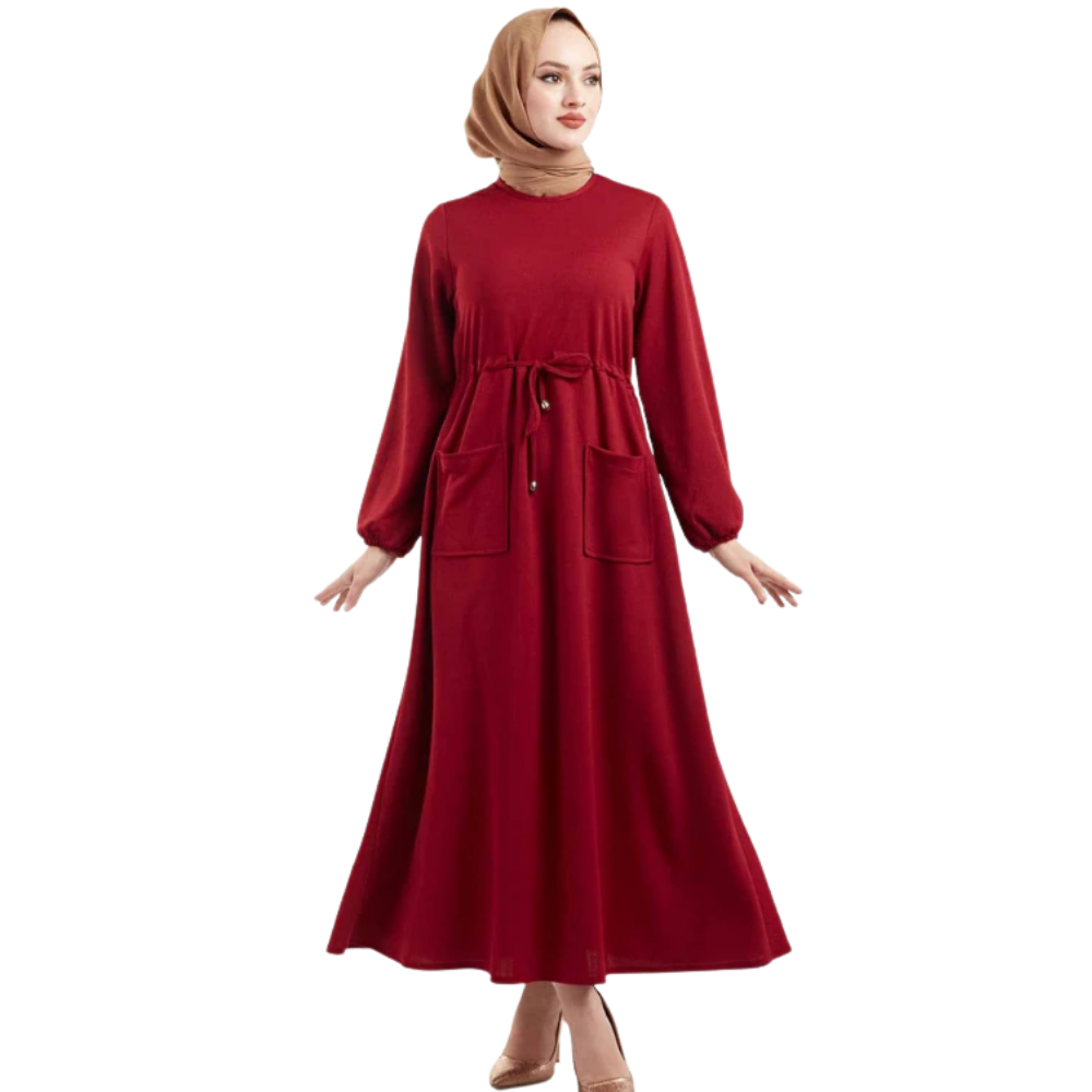 womens-casual-pocket-abaya-with-belt