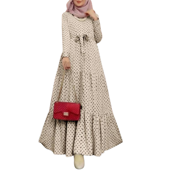 Women's Stylish Polka Dot Abaya with Belt
