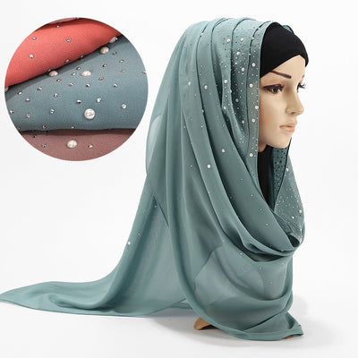 Women's Luxury Pearl Chiffon Hijab