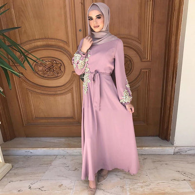NEW Women's Delicate Embroidered Floral Abaya