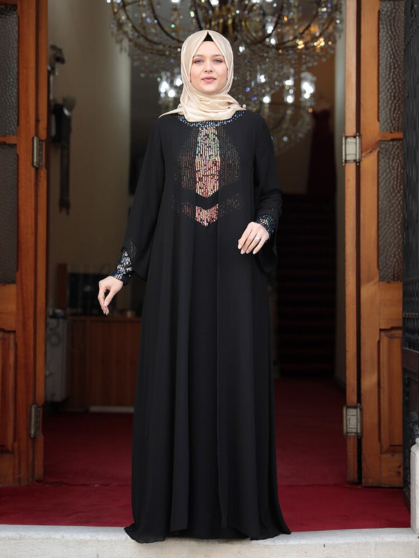 Women's Plus Size Sequin Chiffon Abaya