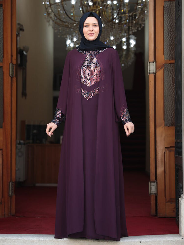 Women's Plus Size Sequin Chiffon Abaya