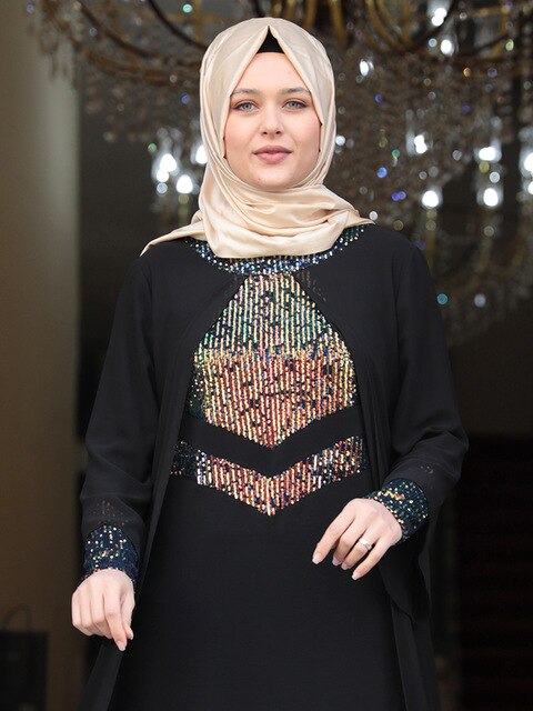 Women's Plus Size Sequin Chiffon Abaya
