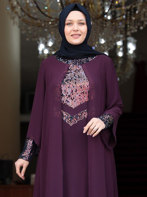 Women's Plus Size Sequin Chiffon Abaya