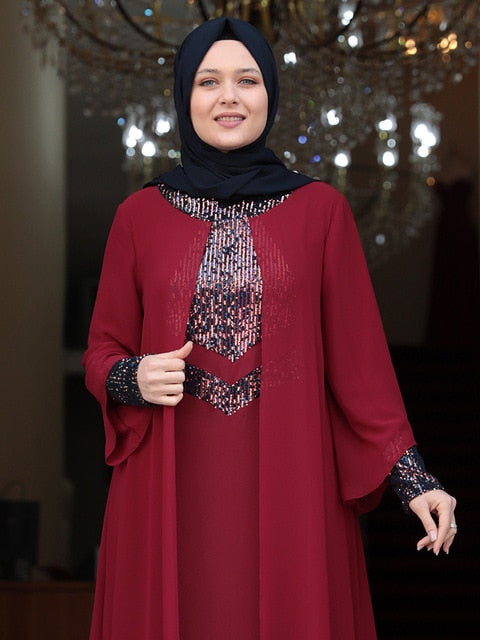 Women's Plus Size Sequin Chiffon Abaya